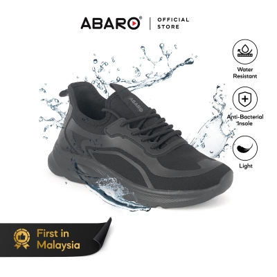 Abaro Unisex Water Resistant Antibacterial Sneakers W2822 Sneakers Men/Secondary school/School Shoes/Kasut Sekolah Hitam